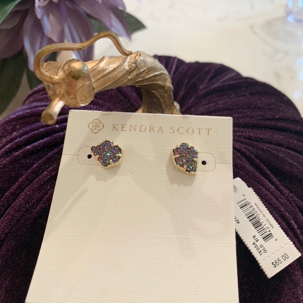 Rainbow Drusy Kendra Scott earrings NWT